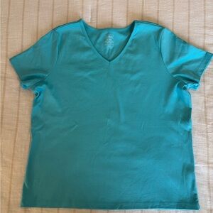 L.L. Bean Aqua V-Neck Tee